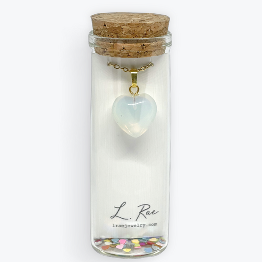 Heart Opal Charm Necklace