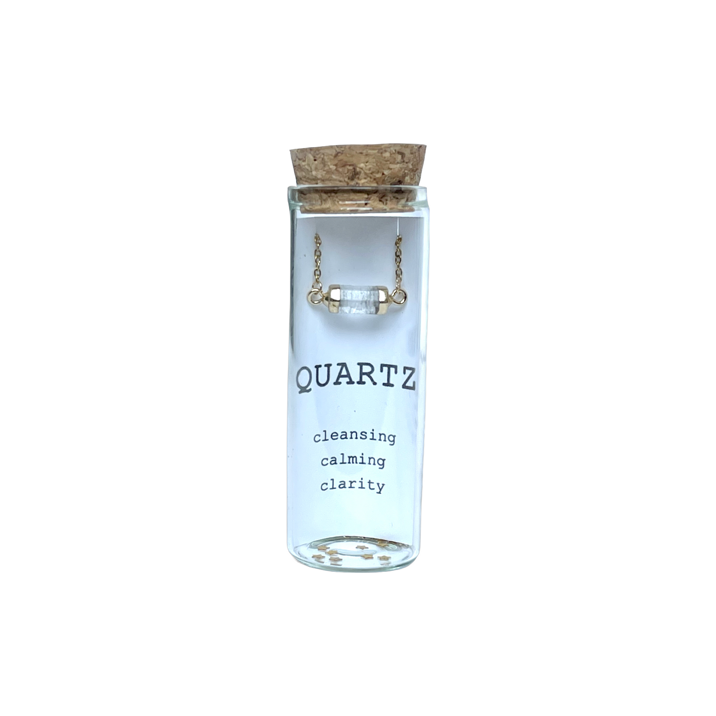 Quartz Barrel Charm Gold Necklace