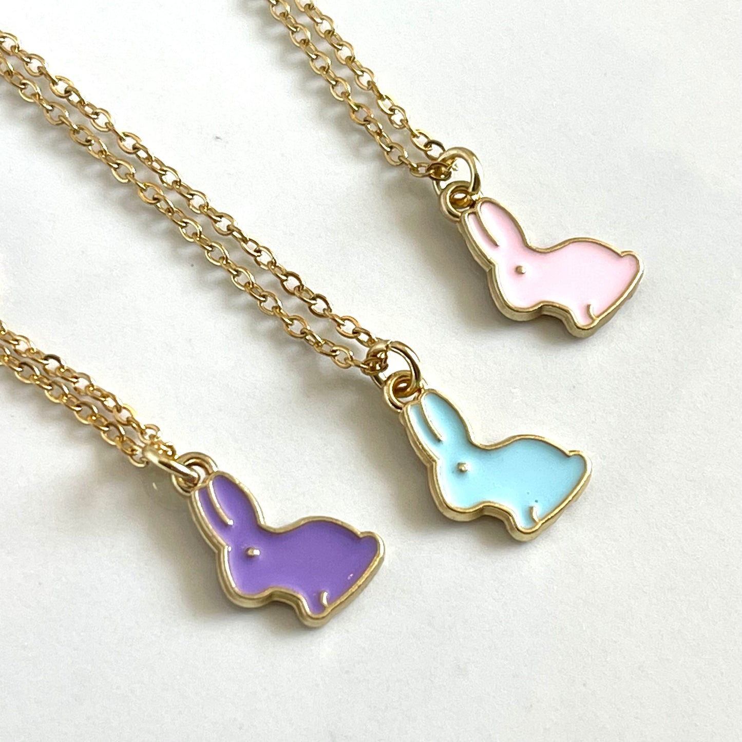 Bunny Peep Necklace - Blue, Pink, Purple