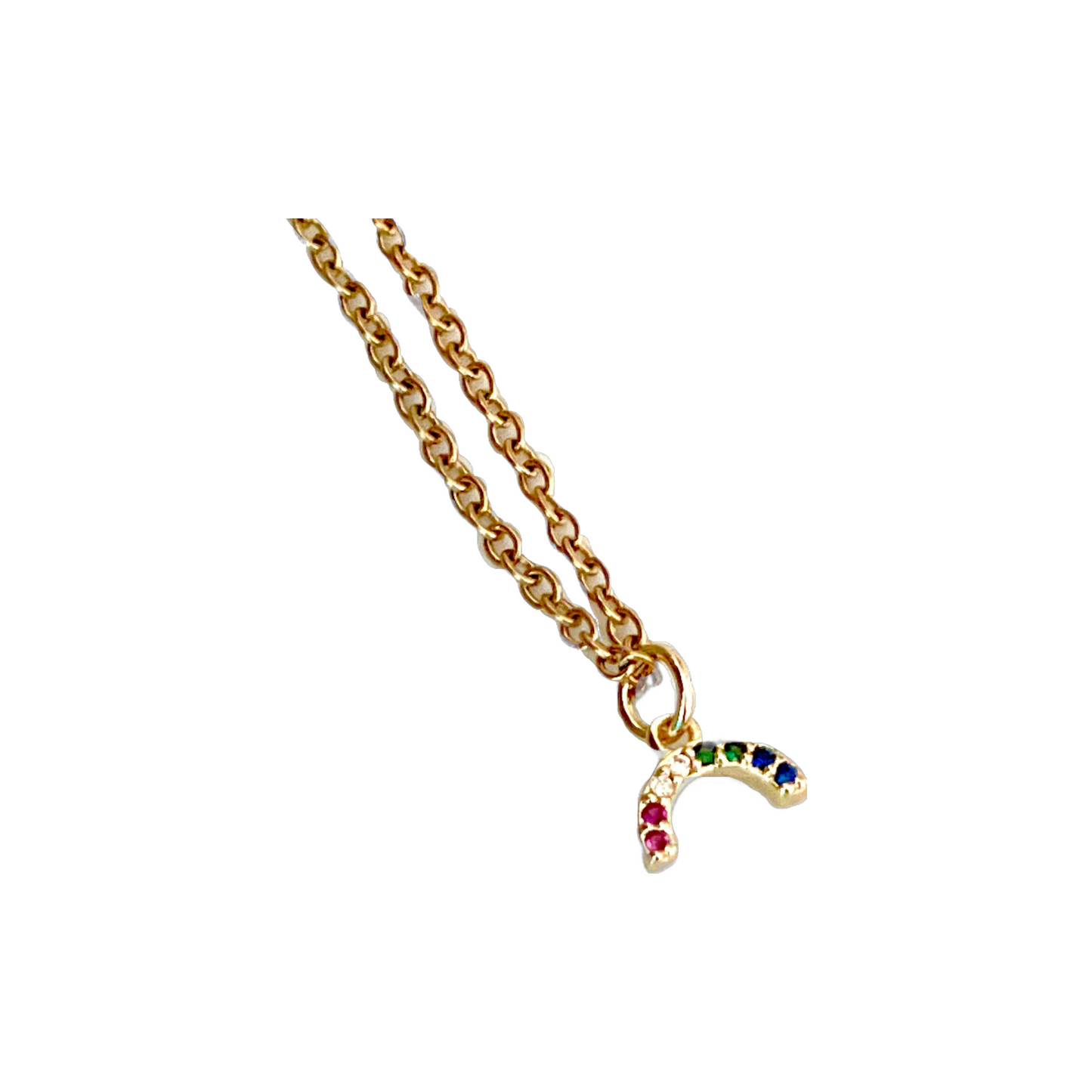 Rainbow Rhinestone Charm Necklace