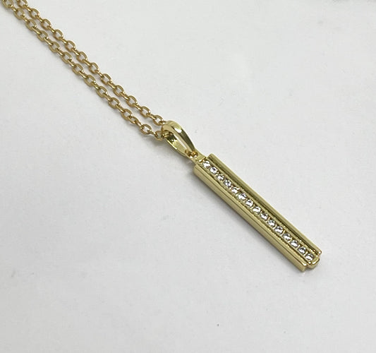 Crystal Gold Bar Necklace