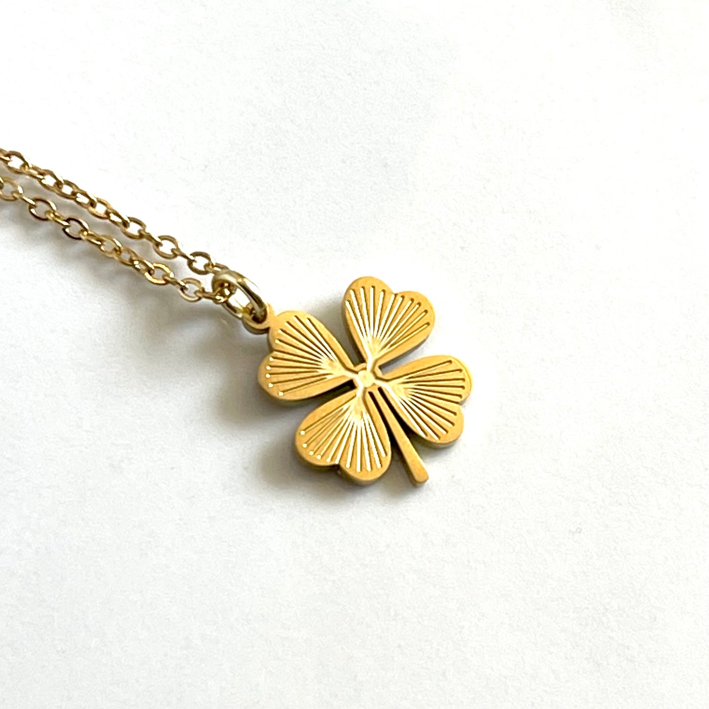 Clover Shamrock 4 Leaf Clover Gold Necklace