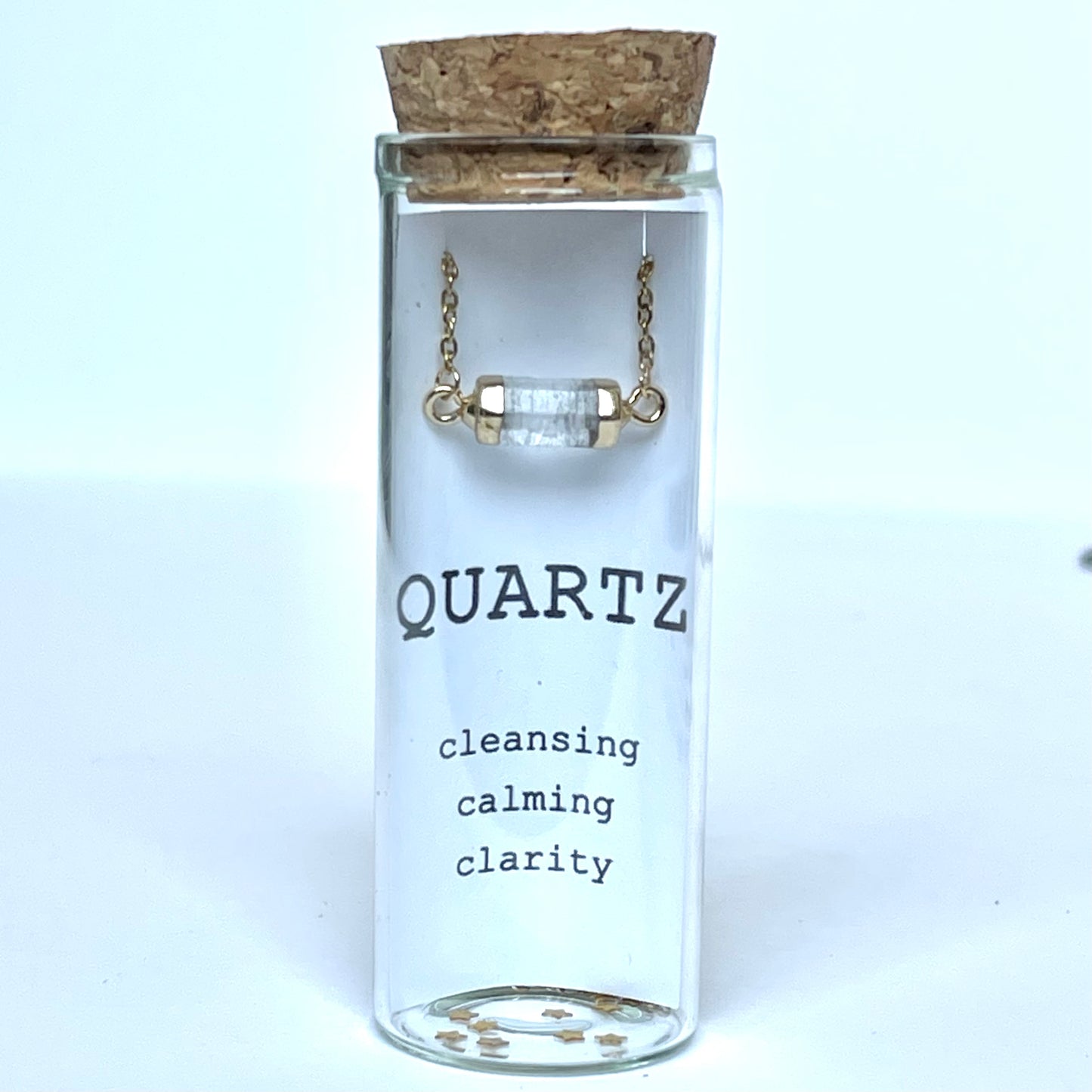 Quartz Barrel Charm Gold Necklace