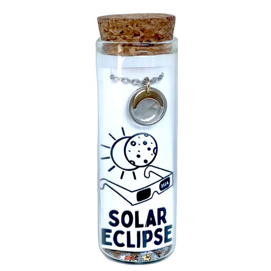 Solar Eclipse 2024 Moon & Sun Necklace