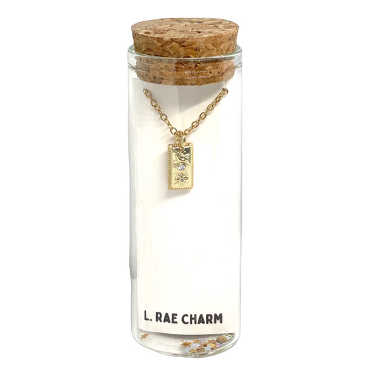 Star & Moon Gold Bar Charm Necklace