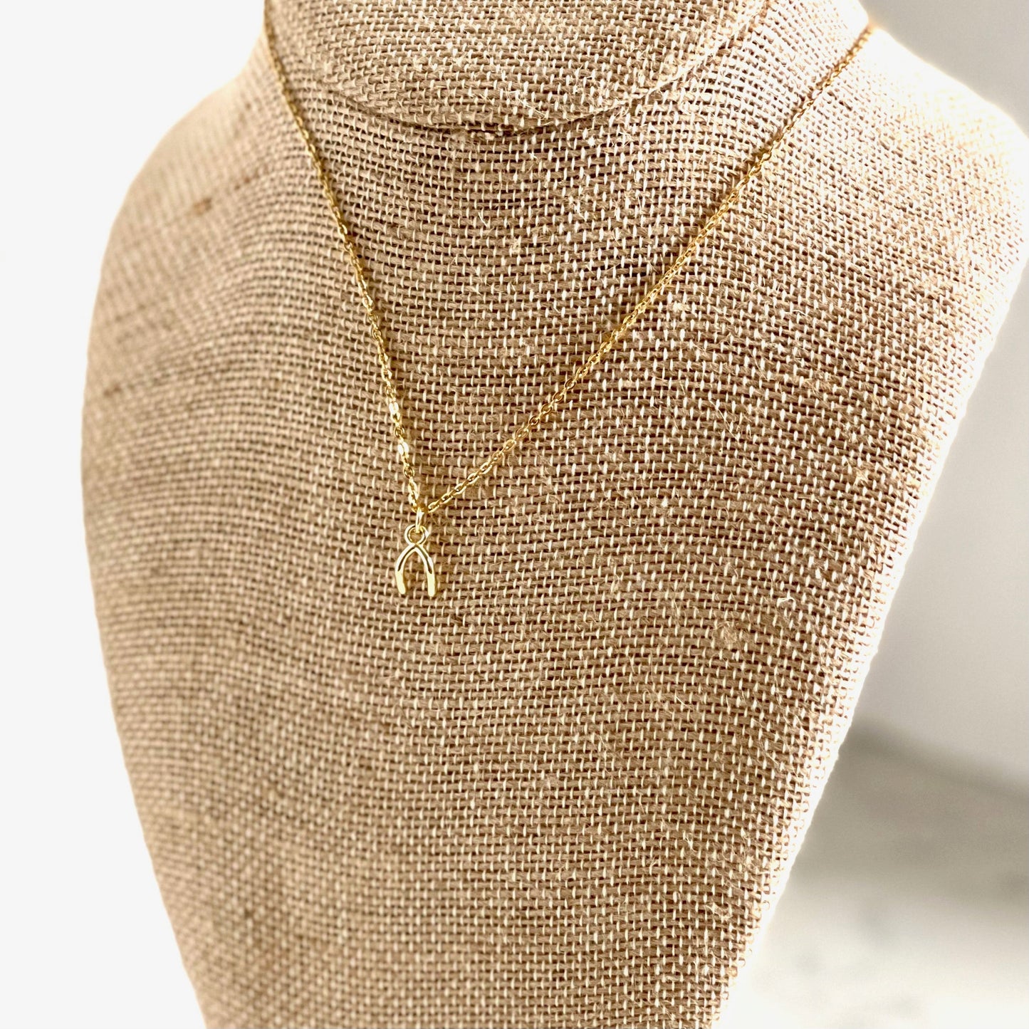 Wishbone Gold Charm Necklace