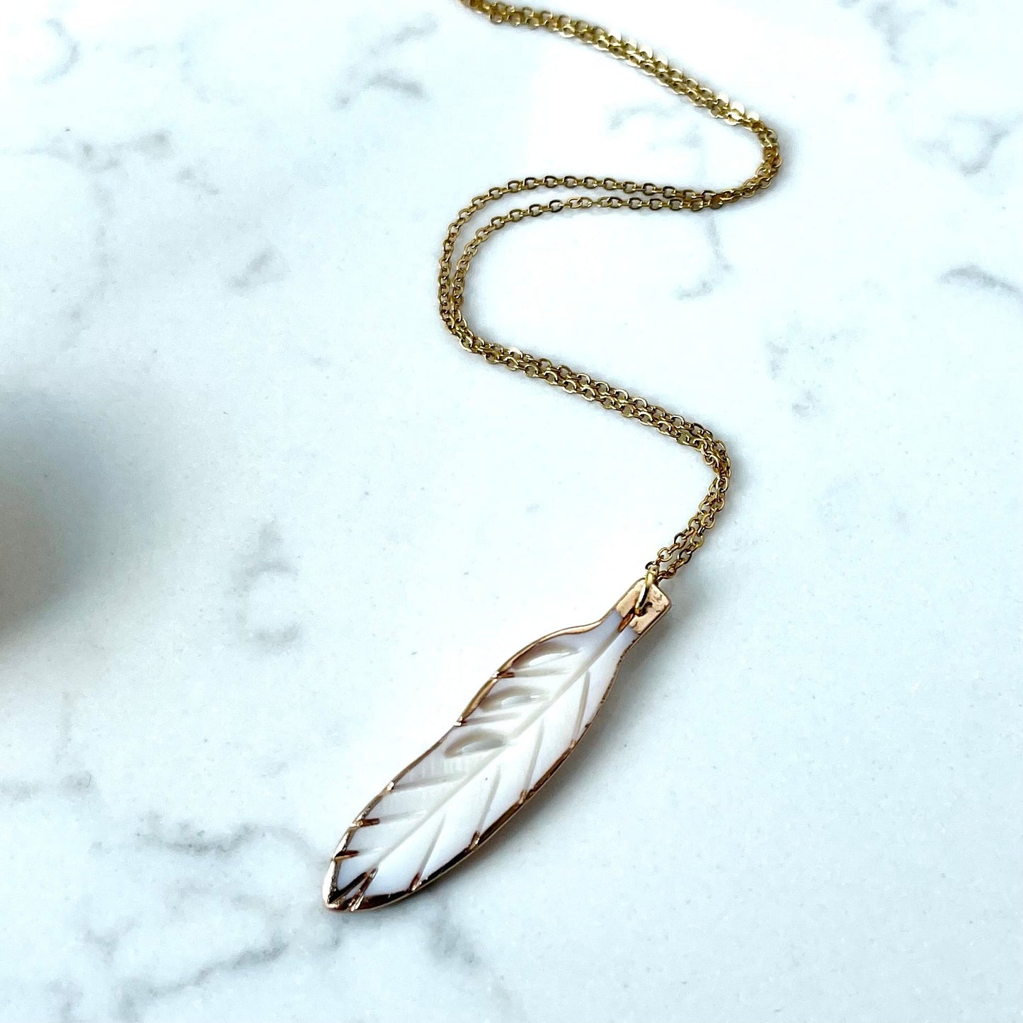 Feather Shell Charm Gold Necklace