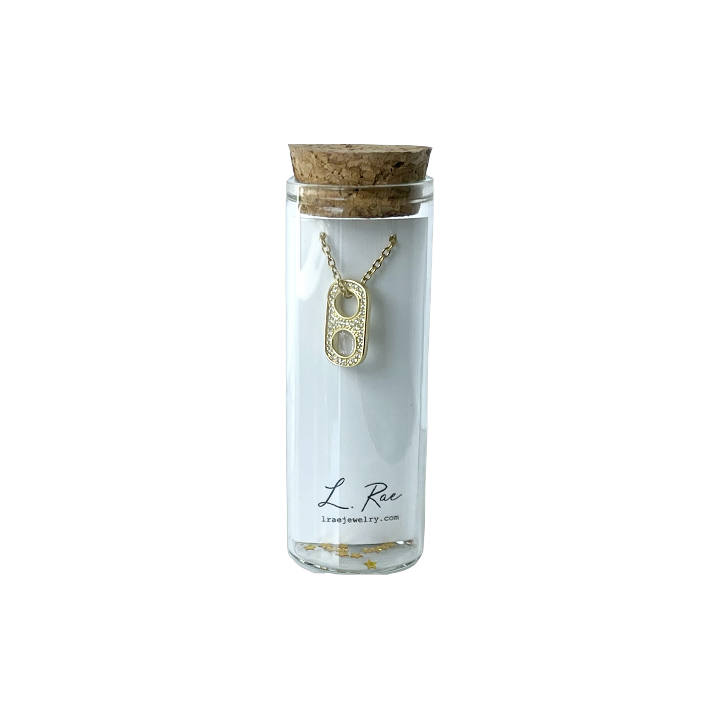 Soda Tab Charm Pop Gold Necklace. Pave Rhinestone Crystal