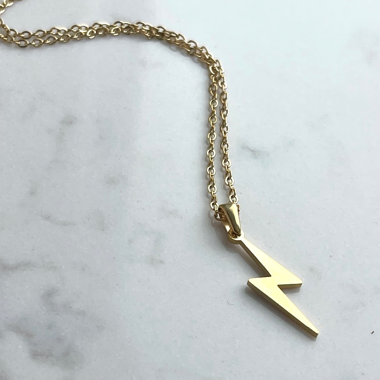 Gold Lightning Bolt Charm Necklace